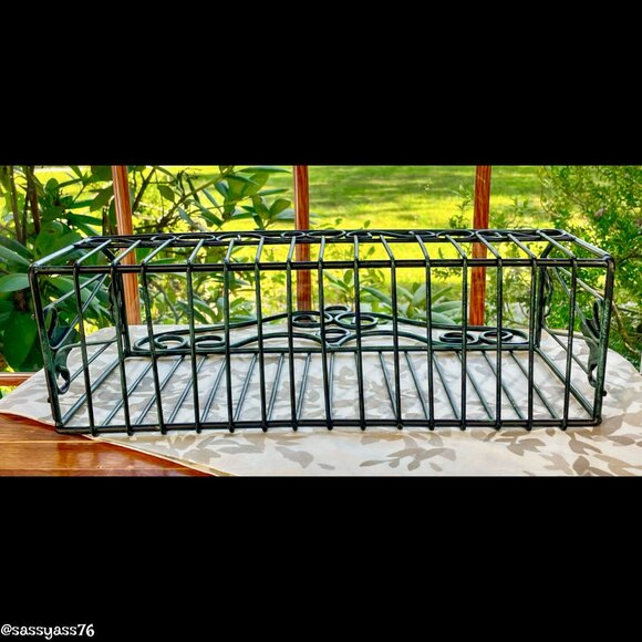 ▪️VTG▪️Large Green & Black Scroll Leaf Wrought Iron Freestanding Hanging Shelf - Picture 4 of 7